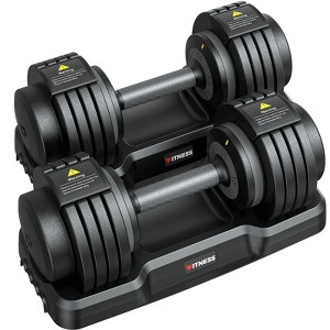 GIKPAL 5 in 1 Adjustable Dumbbells , 1 Sec Fast Change Weights with Anti-Slip Handle, 5 Weight Options for Full Body Workout - 1 of 4