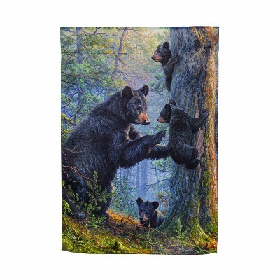 Bear Family Suede Garden Flag 12.5 x 18 Inches