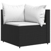 vidaXL Black Corner Sofas with Cushions 2 pcs - Poly Rattan Finish for Garden and Patio - Comfortable Seating and Backrest - 3 of 4