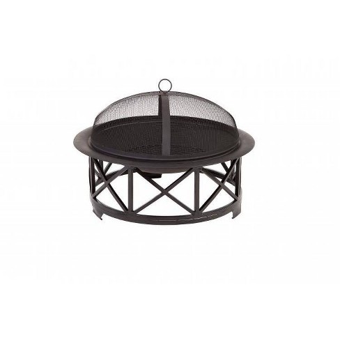 Portsmouth Outdoor Fire Pit Black, Degano Round Wood Burning Fire Pit