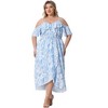 Agnes Orinda Women's Plus Size Cold Shoulder V Neck Short Sleeve Ruffle Floral Maxi Dresses with Side Pockets - 3 of 4