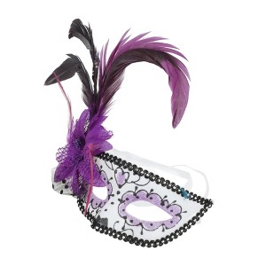 Unique Bargains Feather King Half Face Party Mask 1 Pc - 1 of 4
