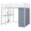Whisen Full Size Metal Loft Bed with Desk, Wardrobe, Shelves, Power Outlet & LED Light - 4 of 4