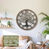 Non - Ticking Large Wall Clock 24Inch Tree of Life Metal Black with Solid Wood Frame Silent Operated Home Decor Living Room - 2 of 4