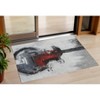 Gray Charcoal And Red Abstract Washable Indoor Outdoor Area Rug - 2 of 4