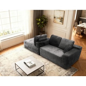 Racxily Cloud Sectional Sofa, L-Shape Chaise Modular Couch with Deep Seat for Living Room & Bedroom(Corduroy Fabric),Gray - 1 of 4
