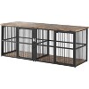 Acekool 87" Extra Large Double Dog Crate Furniture with Divider, 3 Lockable Doors, Indoor Kennel TV Stand for 2 Dogs, Black - 2 of 4