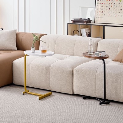 NicBex Modern C-Shaped Side Table for Sofa, Couch Table End Tables with Metal Frame Slide for Living Room Bedside Space-Saving Design