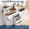 Farmhouse Buffet Cabinet, with 5 Drawers and Sliding Barn Doors, Wood Coffee Bar Table with Adjustable Shelf for Living Room, Dining Room - 4 of 4