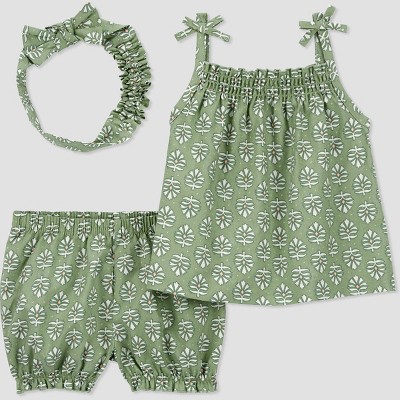 Image of Carter's Just One You® Baby Girls' Geo Headband Set - Green Newborn