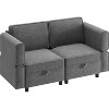 Modern Loveseat Sofa with Storage, Chenille Fabric Small Love Seat Couches for Compact Living Room, Bedroom, Apartment, Dorm, 61.4" W - 2 of 4