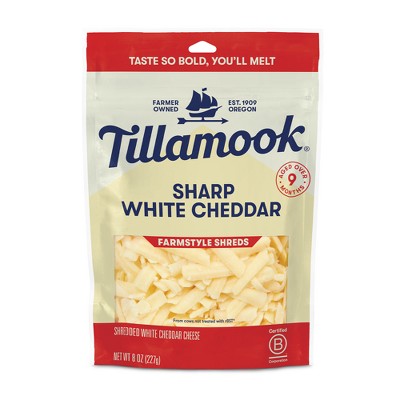 Tillamook Farmstyle Sharp White Cheddar Shredded Cheese - 8oz : Target