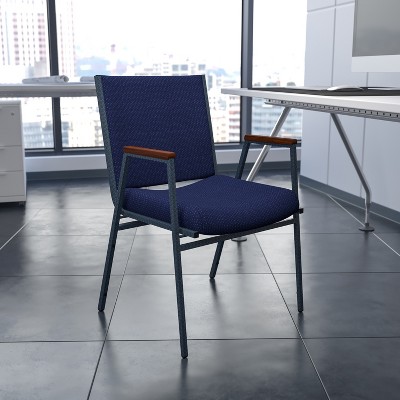 Aliya Heavy Duty Blue Fabric and Steel Stacking Chair with Arms