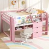 JUJABU Full Size Low Loft Bed with Desk, Cabinets, Bookshelves & Graffiti Whiteboard - 4 of 4
