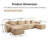 RISOKEYS Modular 4 Seat U Shape Sectional Boneless Sofa - Corduroy Cloud Sectional Couch with Deep Seat, Throw Pillows and 2 Movable Ottomans - 3 of 4
