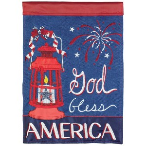 Magnolia Garden God Bless America Patriotic Lantern 29 x 42 Inch Polyester Garden Flag - 1 of 2