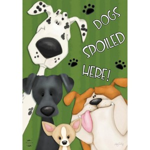 Spoiled Dogs House Flag Pets Bulldog Dalmation 28" x 40" Briarwood Lane - 1 of 4