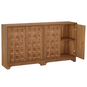 Resenkos Sideboard Buffet, Kitchen Storage Cabinet,57.5" Set of 2 Sideboard Buffet, Storage Cabinet Credenza with Doors,Brown - 1 of 3