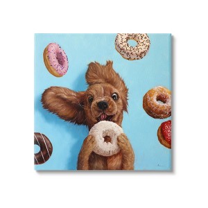 Stupell Industries Funny Face Dog Licking Donut Canvas Wall Art - 1 of 3