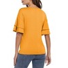 Clearlove Women's Casual Blouses Ruffle Sleeve T Shirts V Neck Double Tiered Bell Sleeve Top - 4 of 4