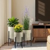 LuxenHome Set of 3 Gray and Gold Metal Cachepot Planters with Black Stand - 4 of 4