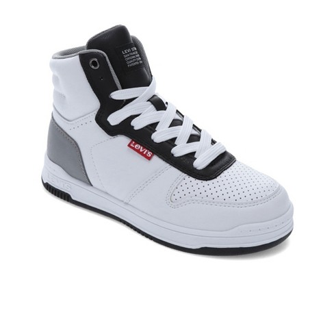 Levi's Kids Drive Hi Vegan Synthetic Leather Casual Sneaker Shoe, White/black/grey, Size 12 : Target