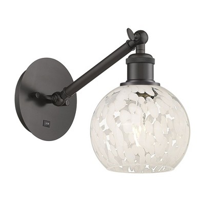 White Mouchette - 1 Light Arm Adjusts Up and Down Wall Sconce In Modern Style-8 Inches Tall and 6 Inches Wide