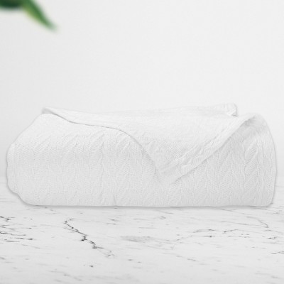 King White Cotton Herringbone All-Season Blanket