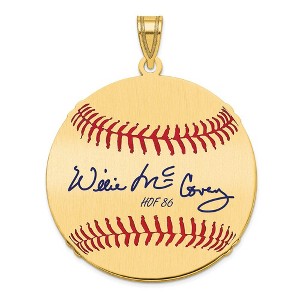 Black Bow Jewelry 14K Gold Plated Willie McCovey Signature LG Enamel Baseball Pendant - 1 of 4
