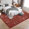 Vintage Rug Living Room Area Rug Traditional Distressed Floral Print Rug Indoor Non-Slip Low Pile Floor Mat - 2 of 4