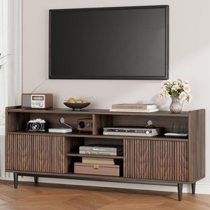 Jojoka Fluted TV Stand for 70Inch,Entertainment Center with Sliding Doors,Wood Media Cabinet Furniture with Adjustable Shelves - 1 of 4