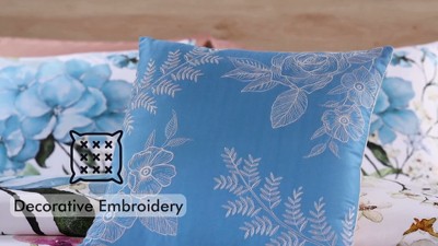 Maia King Blue Cotton Floral Reversible Comforter Set