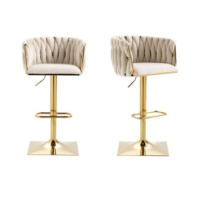 NicBex Vintage Counter Height Bar Stools Set of 2 Upholstered Barstools with Back and Footrest for Kitchen Island, Cafe