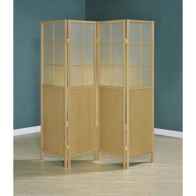 Vynxaria Gabby Natural 4-Panel Room Divider Folding Shoji Screen