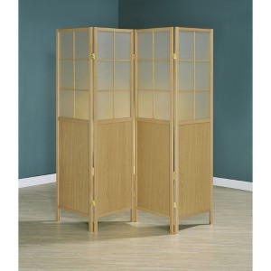 Vynxaria Gabby Natural 4-Panel Room Divider Folding Shoji Screen - 1 of 4