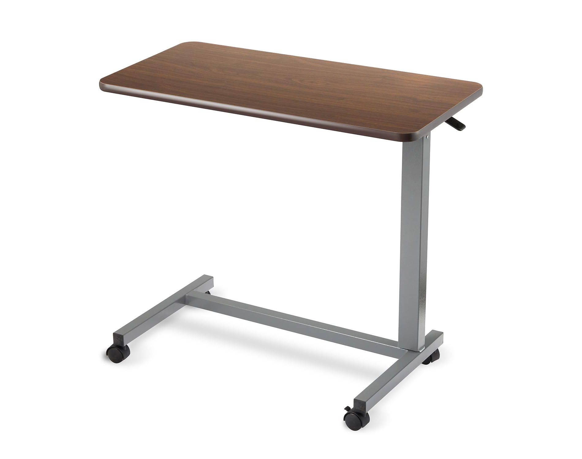 Invacare Adjustable Medical Bedside Table - Waterproof Rolling Hospital Tray Table with L-Shaped Base