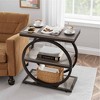 Lirago 11.8" rectangle 3-Tier Metal End Table - Industrial Side Table with Storage Shelf for Living Room Bedroom Gray - 2 of 4