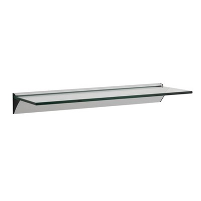 16" Floating Glass Shelf on Aluminum Bar Clear - Danya B.