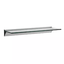 Corner Floating Glass Storage Shelves with Metal Brackets Silver ZPH2405485 