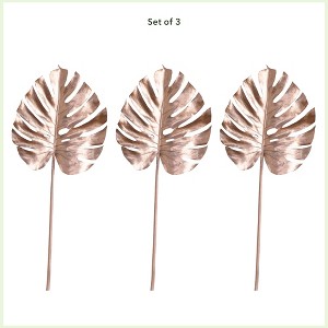 Nearly Natural 41-in Artificial Rose Gold Monstera Stems, Set of 3 - 1 of 3