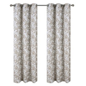 RT Designer Collection Brent Jacquard 2 Pack Luxurious Modern Design Curtain Panel 36" x 84" Taupe - 1 of 4