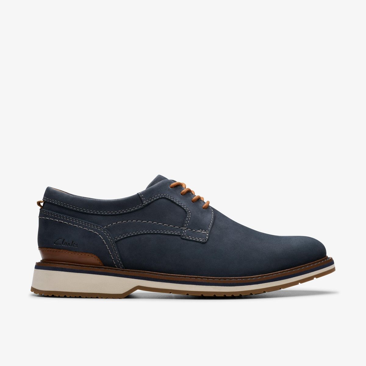 Clarks Mens Monahan Plain Navy Nubuck Shoes