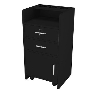 Karl Home Salon Wood Rolling Drawer Cabinet Trolley Cart Station Equipment Black - 1 of 4
