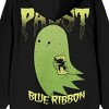 Pabst Blue Ribbon Ghost Holding Beer Long Sleeve Adult Black Hooded Sweatshirt - 4 of 4