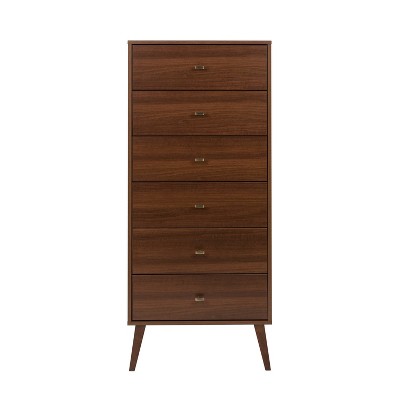 Cherry Red Mid-Century Modern Tall 6-Drawer Lingerie Chest