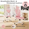 Lirago Ergo Chair w/Flip-Up Armrests - Adjustable Headrest & Lumbar, Pink Mesh - 3 of 4