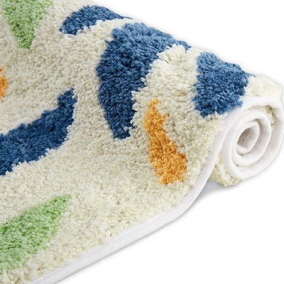 Thickened Rug Floor Mat, Simple Absorbent Bathroom Carpet, Bathroom, Entrance and Kitchen, Non Slip Machine Washable Floor Mat with Patter