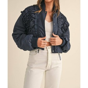Women's Jessenia Ruffle Puff Bomber Jacket - MABLE S - 1 of 4