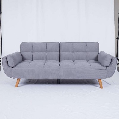 DOMETOUR 75 Inch Corduroy Loveseat Convertible Sofa, Adjustable Backrest Sofa Bed Sleeper for Living Room Bedroom Furniture