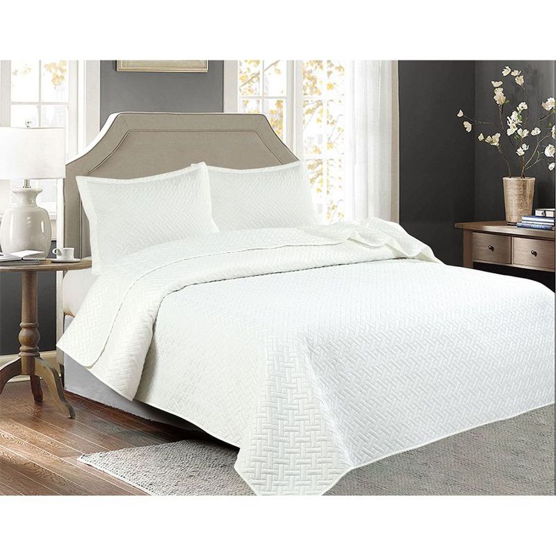 Legacy Decor 3 PCS Squared Stitched Reversible All Season Bedspread Quilt Coverlet Oversized, 1 of 8